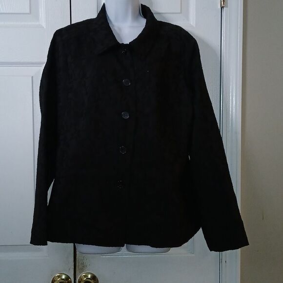 Christopher & Banks black button down lightweight jacket pockets Sz XL  NWT - Picture 1 of 7